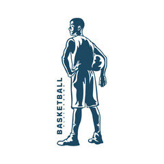Basketball Player logo design vector. Silhouette Basketball Male Player Template Illustration. Icon Symbol