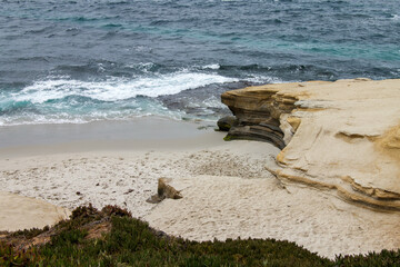 Nice beach at the shore of the Pacific Ocean view point in La Jolla, San Diego, California, United...