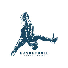 Basketball Player logo design vector. Silhouette Basketball Male Player Template Illustration. Icon Symbol