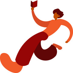 Male Character Holding A Book Vector Illustration