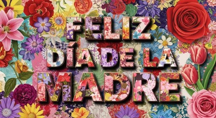 Obraz premium Feliz Dia De La Madre A Colorful Floral Celebration for Mom