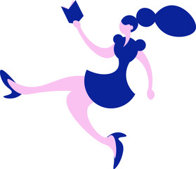 Female Character Holding A Book Vector Illustration