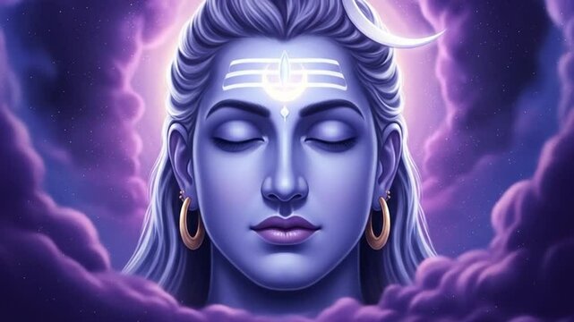 Spiritual Serenity: Digital Art Depicting a Deity in Deep Meditation Among Celestial Clouds