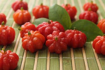 Portion of fresh tropical pitanga fruit