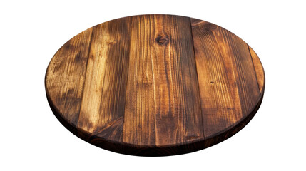 wooden round on white background