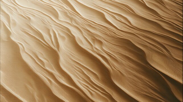 Close-up of textured sand dunes with natural, flowing patterns created by wind on a desert surface.