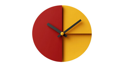 yellow and red clock 3d render icon on white background