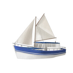 Watercolor boat on a white background