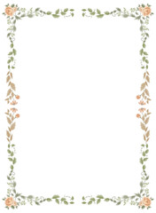 Watercolor frame with rose flower