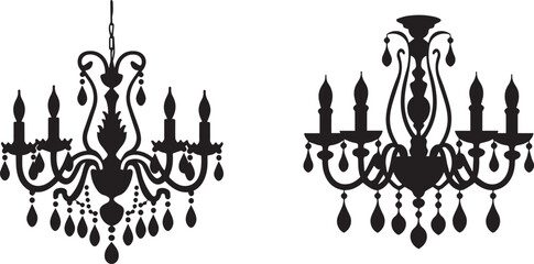 Elegant Chandelier Designs Classic & Modern Crystal Lighting Silhouette Illustrations