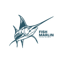 Marlin Fish logo design vector. Silhouette Marlin Fish Template Illustration. Icon Symbol