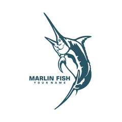 Naklejka premium Marlin Fish logo design vector. Silhouette Marlin Fish Template Illustration. Icon Symbol