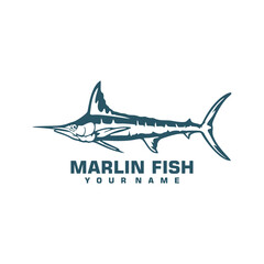 Marlin Fish logo design vector. Silhouette Marlin Fish Template Illustration. Icon Symbol
