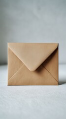 Single Beige Envelope Mockup on White Background Minimalist Stationery Photography