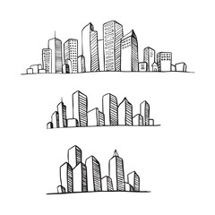 Cityscape doodle hand drawn illustration