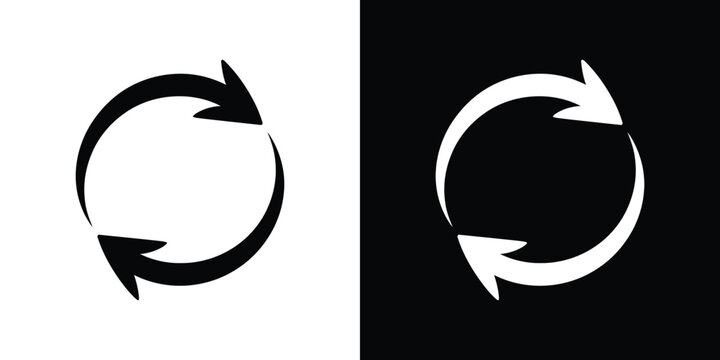 Circular Arrow Pair, Black and White Backgrounds, Directional Flow, Illustration