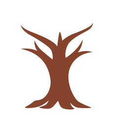 Flat vector of a bare tree without leaves and visible roots. Suitable for seasonal, environmental, or deforestation-related illustrations.