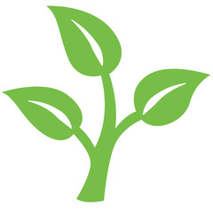 Flat vector of a young green sprout with three leaves. Great for eco-friendly designs, agriculture, and nature-themed concepts.