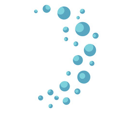 Abstract arc of blue bubbles in a 2D vector flat style. Great for decorations, motion effects, and creative modern layouts.