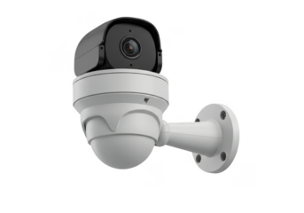 Isolated Security Camera With White Body and Black Top for Surveillance