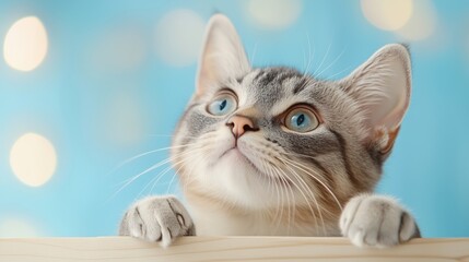 Obraz premium Close up cute blue cat little kitten cute gesture and expression