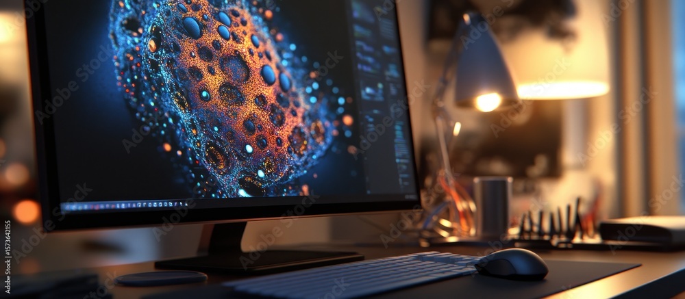 Fototapete computer monitor displaying abstract graphic design