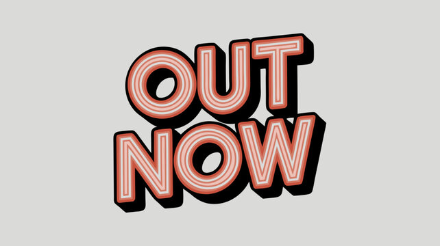 Retro styled text illustration announcing something's release with bold typeface and bright colors