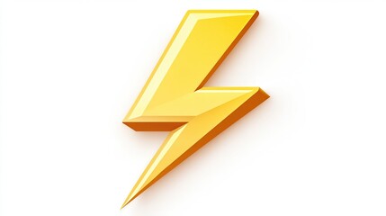 3D rendered, bright yellow lightning bolt graphic against a white background