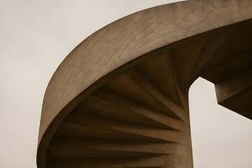 Fragment of an Old Spiral Concrete Roof with Natural Cracks Resembling Nature’s Fingerprints