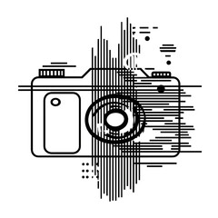 Abstract camera graphic, lines and digital elements