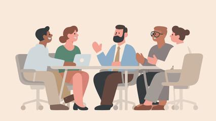Colleagues collaborating around a table creating teamwork and discussion for ideas