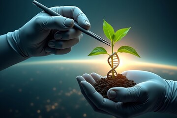 Genetic engineering plant science biotechnology research and development dna modification and innovation concept