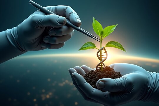 Genetic engineering plant science biotechnology research and development dna modification and innovation concept - Powered by Adobe