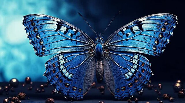 buterfly in Delfts Blauw realistis and slow ,ai generative