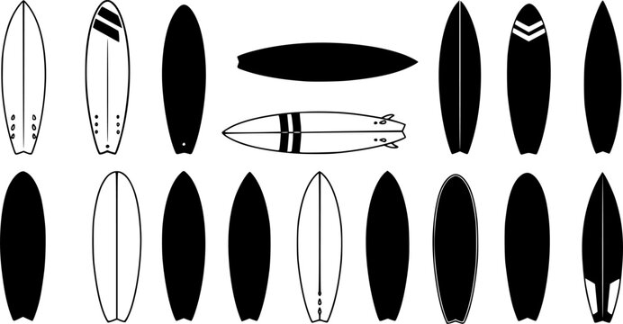 Surfboard vector set, surfing silhouettes, surfboard silhouettes,
ords