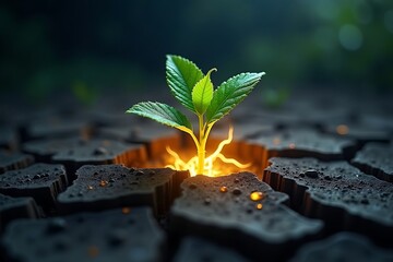 New life growing in cracked earth hope and growth concept new beginnings and resilience nature image 