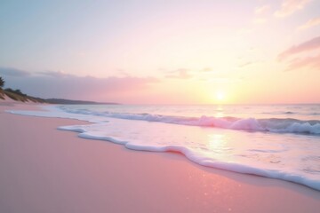 Beautiful pink sand beach sunset landscape wallpaper for desktop background and travel photography ideas 