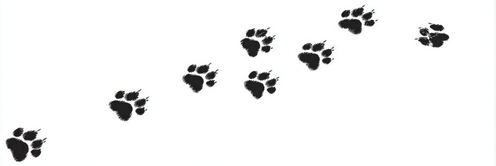 Black Paw Prints on White Background