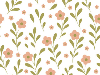 Floral Abstract Seamless Pattern, Suitable for Fashion Design, Decoration, Fabric, Wallpaper and Printing on White Background