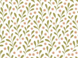 Floral Abstract Seamless Pattern, Suitable for Fashion Design, Decoration, Fabric, Wallpaper and Printing on White Background