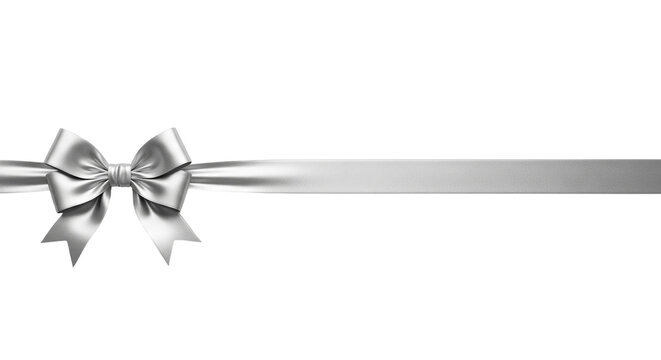 silver bow on white background