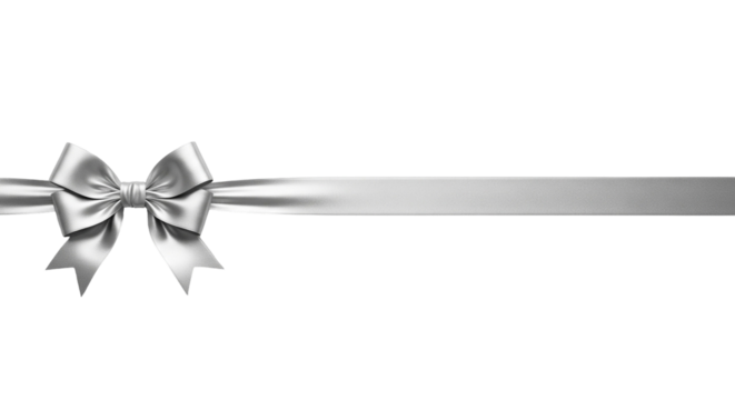 silver bow on white background
