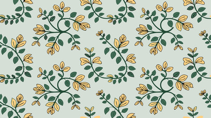 Decorative floral vector seamless pattern design with stylized sprigs and foliage details.