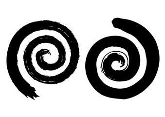 筆でグルグル描いた黒い渦巻き模様