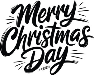 Festive 'Merry Christmas Day' Hand Lettering Design for Greeting Cards, Invitations, and Holiday-themed Projects