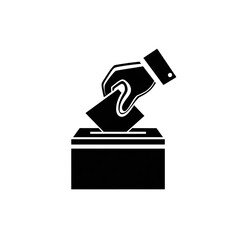 Hand placing a ballot in a box.  Dark silhouette