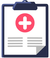 Fototapeta premium Icon of a dark blue clipboard with a medical cross for hospital and medical care