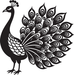 Fototapeta premium elegant peacock silhouette vector icon, elegant peacock vector illustration,