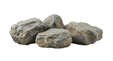 Isolated Silver Metallic Stones Isolated on Transparent Background