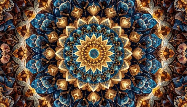 Intricate, symmetrical mandala design